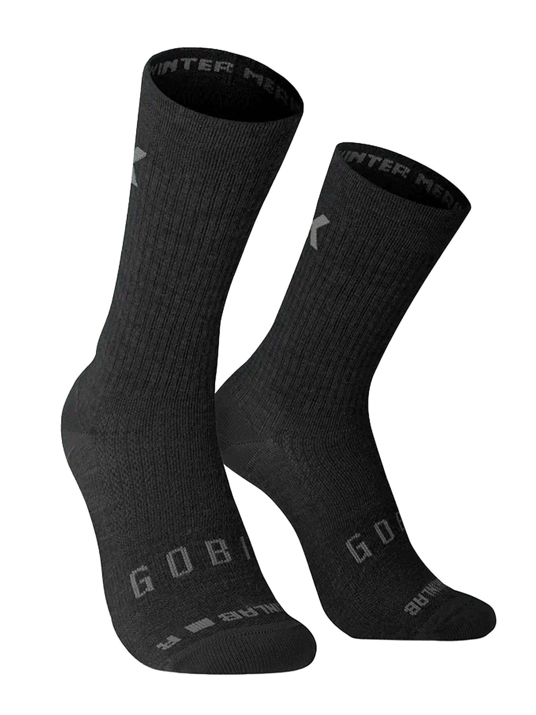 Black GOBIK Winter Merino Socks made from soft natural fibers for warmth and temperature regulation in cold weather