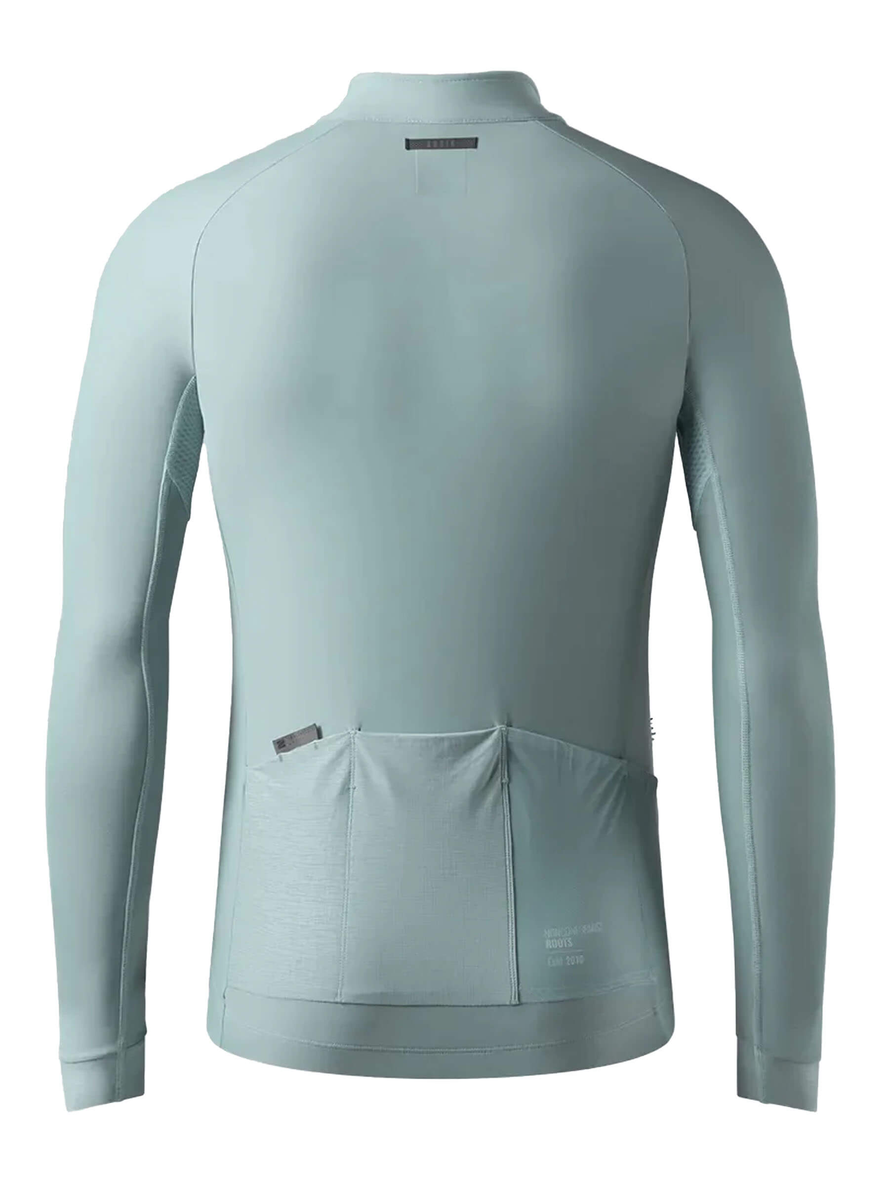 Back view of GOBIK Pacer Solid Long Sleeve Jersey - Men's in light blue with rear pockets and streamlined fit