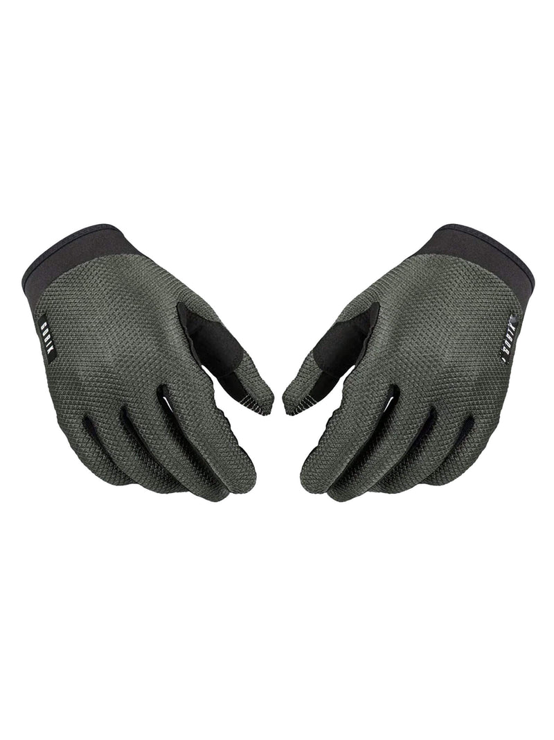 GOBIK Lynx Gloves in army green with black silicone inserts for grip and black conductive fingertips.