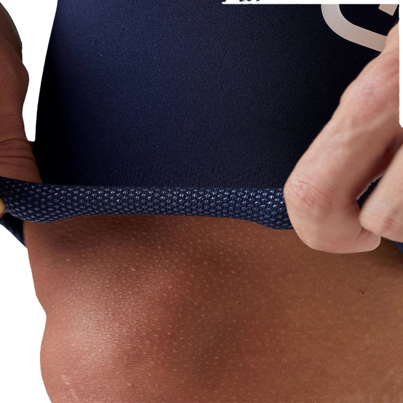 Close-up on the navy blue cycling shorts&