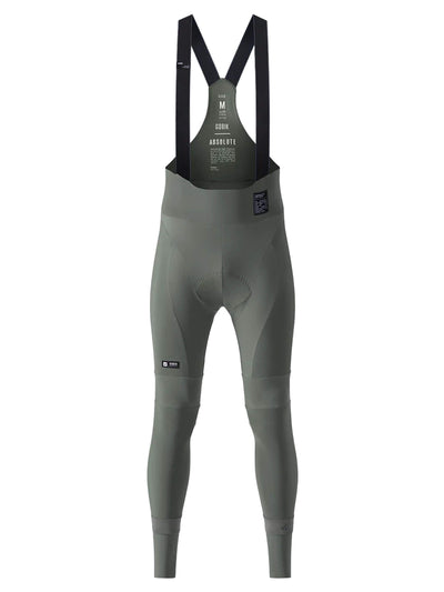Men's GOBIK Absolute 6.0 Bib Tights in evergreen: Olive green, performance-engineered tights for winter cycling, with padding.