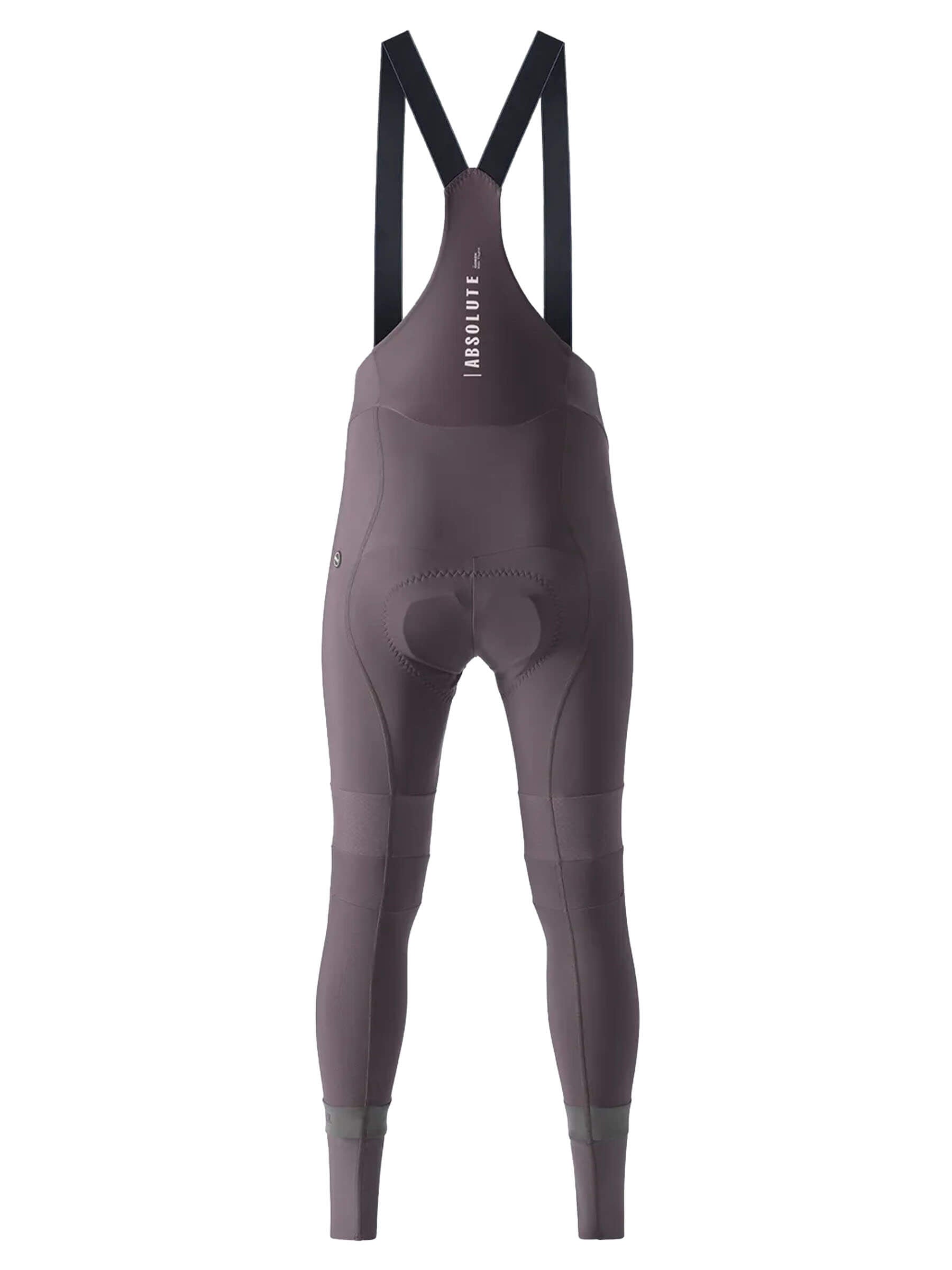 Men's GOBIK Absolute 6.0 Bib Tights in java: A cyclist presents the rear view of java-colored tights, emphasizing their ergonomic design.