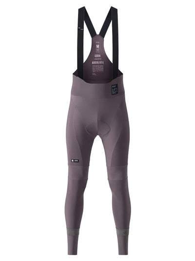 Men's GOBIK Absolute 6.0 Bib Tights in java: A cyclist presents the rear view of java-colored tights, emphasizing their ergonomic design.