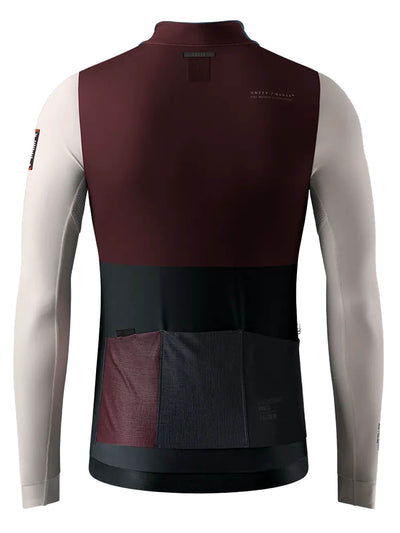 GOBIK Hyder men's jersey in merlot with white and black color blocks, microfleece fabric for winter rides.