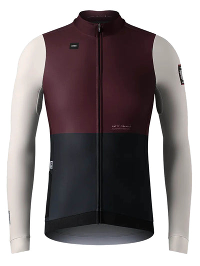 GOBIK Hyder men's jersey in merlot with white and black color blocks, microfleece fabric for winter rides.