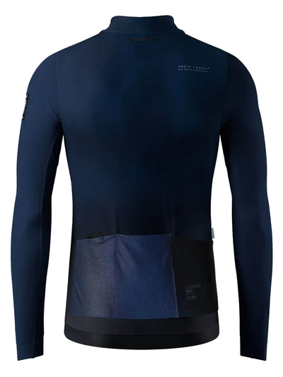 Men's GOBIK Hyder long sleeve jersey in muscari blue, with aerodynamic fit and plush technical fabric.