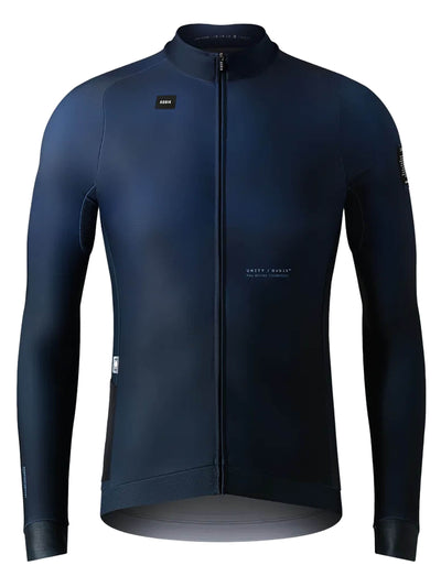 Men's GOBIK Hyder long sleeve jersey in muscari blue, with aerodynamic fit and plush technical fabric.