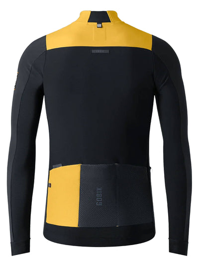 Yellow and black men's cycling jersey with eVent® DVstretch™ membrane for wind resistance and aerodynamics in cool weather.