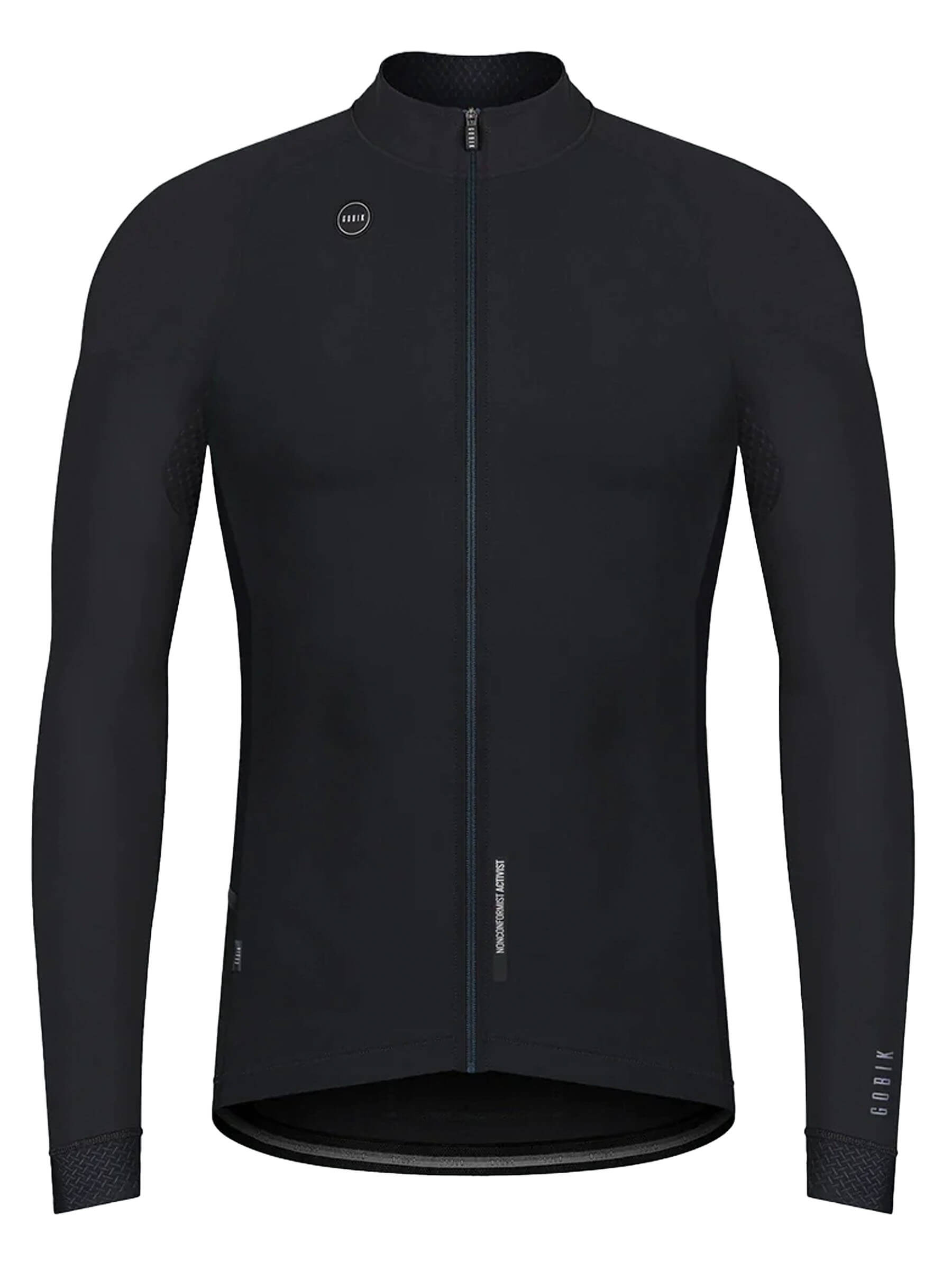 GOBIK Pacer Solid Long Sleeve Jersey - Men's in black polyamide fabric with full front zipper and sleek fit design