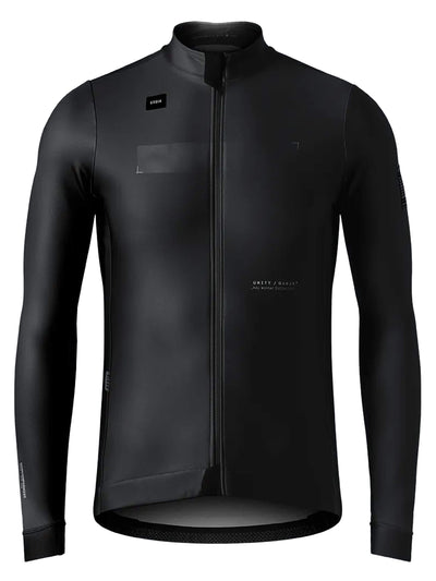 Men's GOBIK Skimo Pro thermal jacket in jasper black, featuring Event® DVstretch™ membrane for flexibility and breathability.