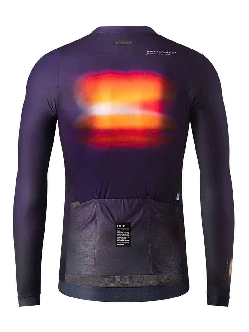GOBIK Nebula jersey in a purple gradient, with a focus on aerodynamic design and comfort.