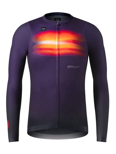 GOBIK Nebula jersey in a purple gradient, with a focus on aerodynamic design and comfort.