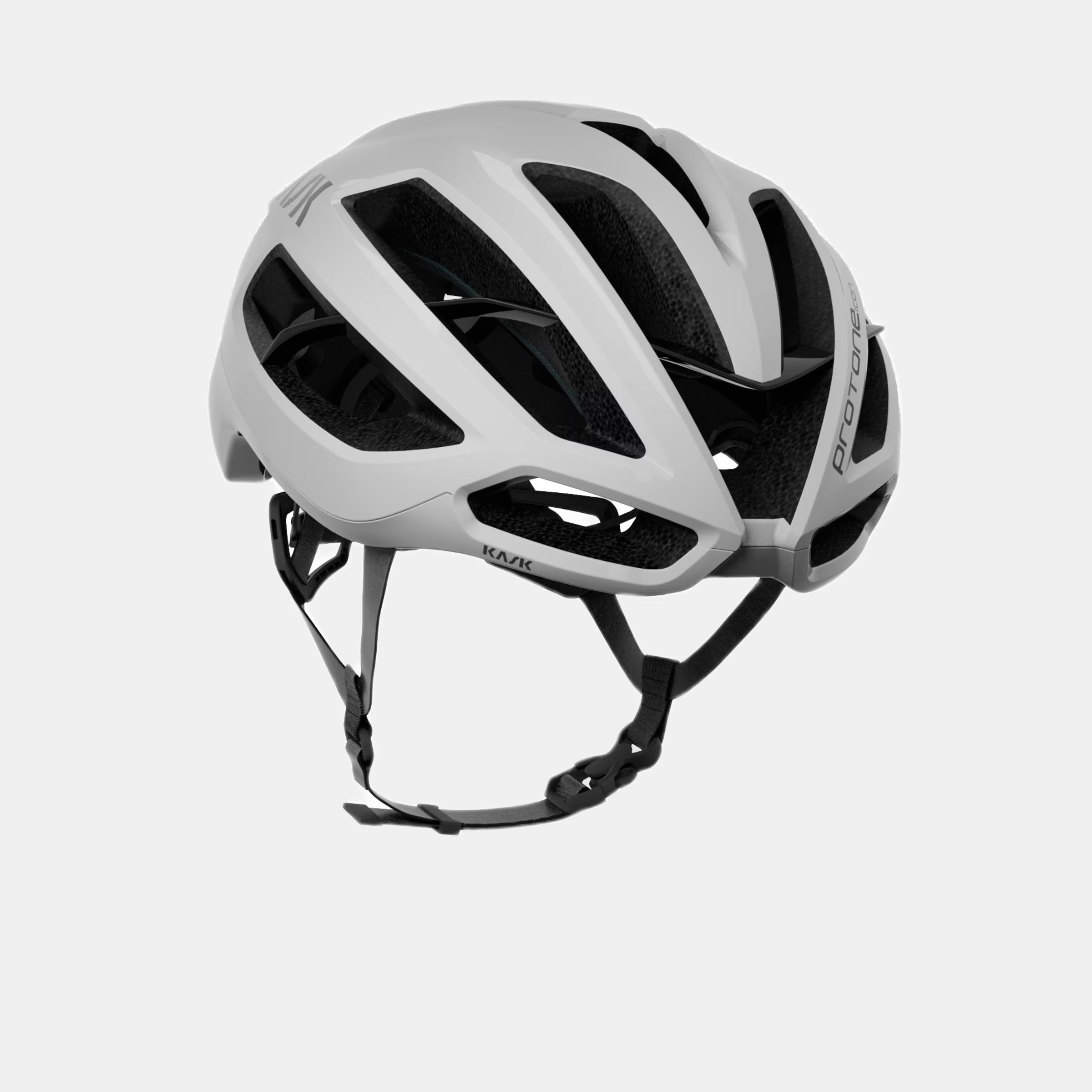 Kask Proton Icon Helmet - White shown from front side with aerodynamic design and ventilation vents visible