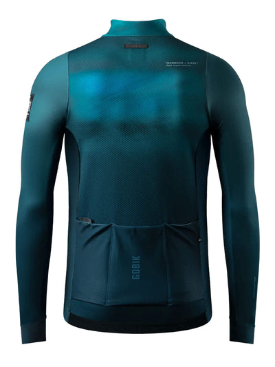 GOBIK Skimo Pro Hydro men's jacket in equinox teal, designed for cold weather adventures with thermal properties.