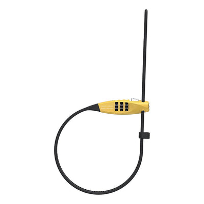 Yellow ABUS Combiflex Travel Guard, adjustable 45cm cable, secure, personal 3-digit combination.