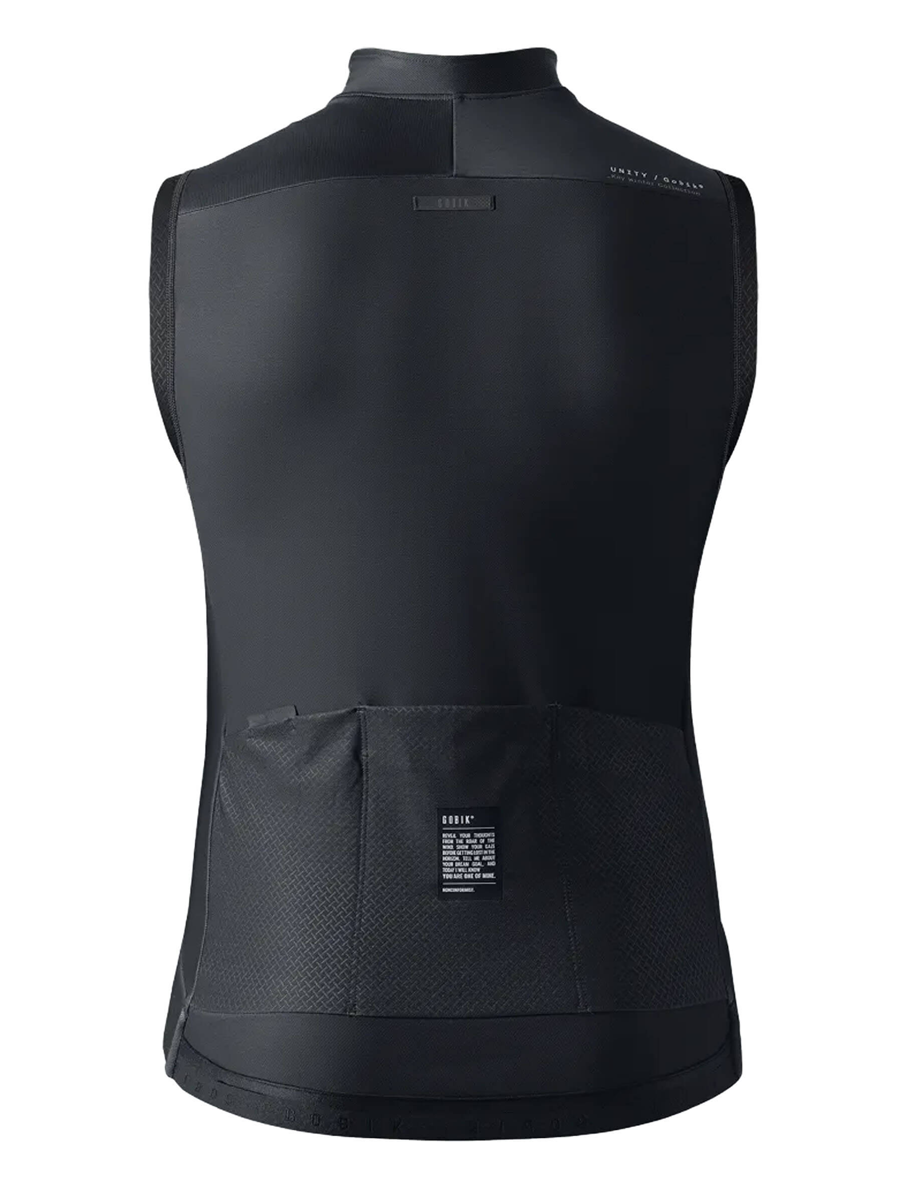 Back view of GOBIK Thermal XMAX Gilet - Unisex in black with mesh pockets designed for cold weather cycling.