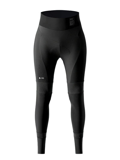Gobik Absolute 6.0 K9 Strapless Women's Cycling Tights, black with high waist, reflective details on legs, for cold weather riding.