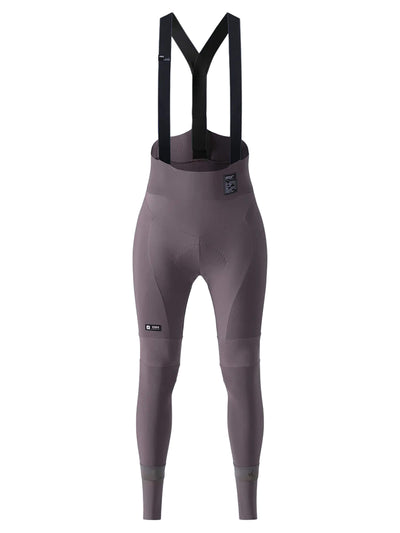 GOBIK Absolute 6.0 K9 Bib Tights in java: Dark taupe cycling tights with black suspenders and ergonomic padding for enhanced riding comfort.