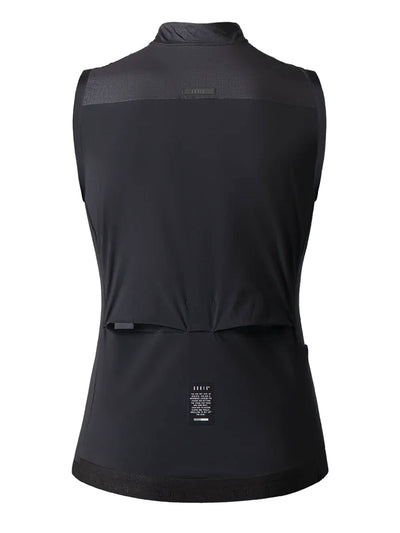 Rear of Gobik Vector women's cycling vest, ultralight fabric with heat openings and dual reflectors for increased visibility.