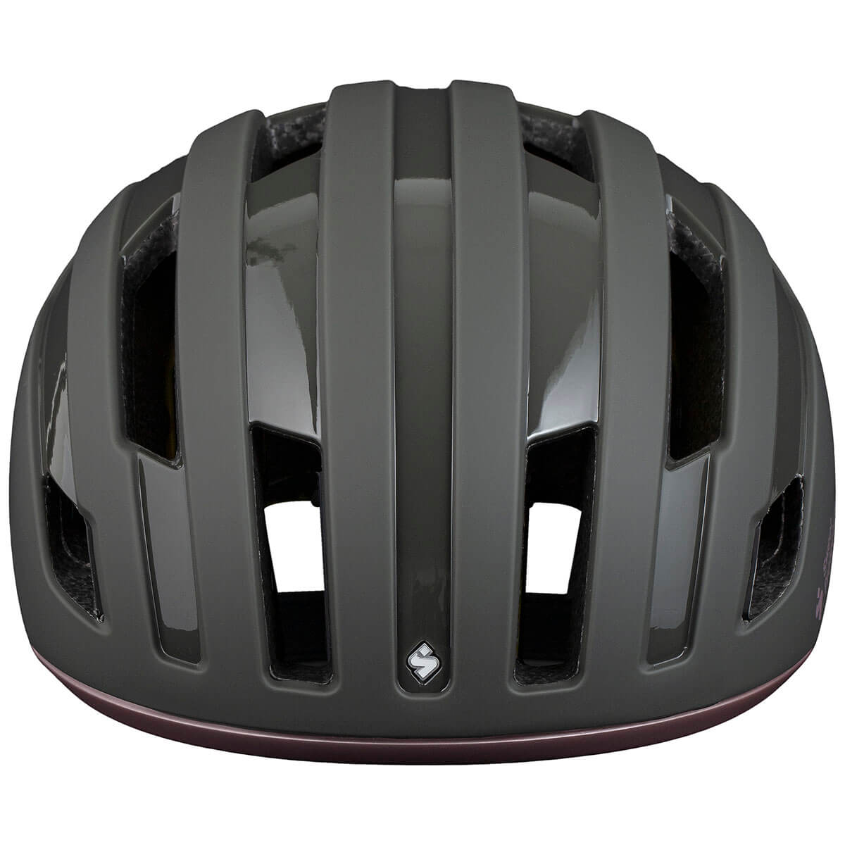 Front view of Sweet Protection Outrider Mips Helmet in black with multiple ventilation slots for airflow and protection