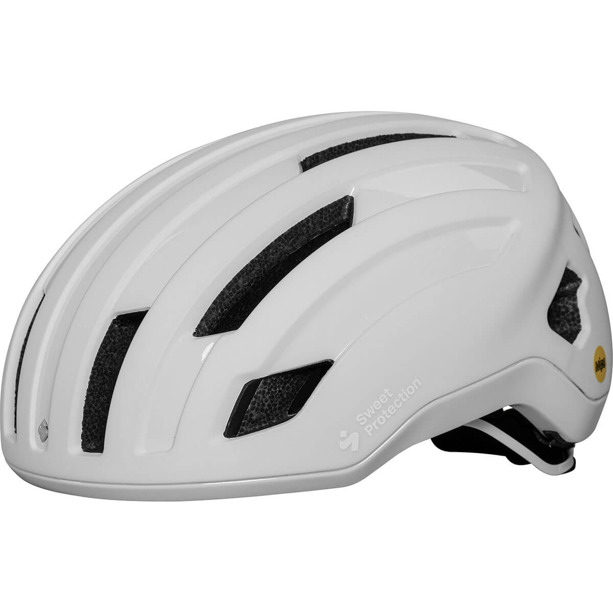Sweet Protection Outrider Mips Helmet in white with aerodynamic vents and compact design for road and gravel biking safety