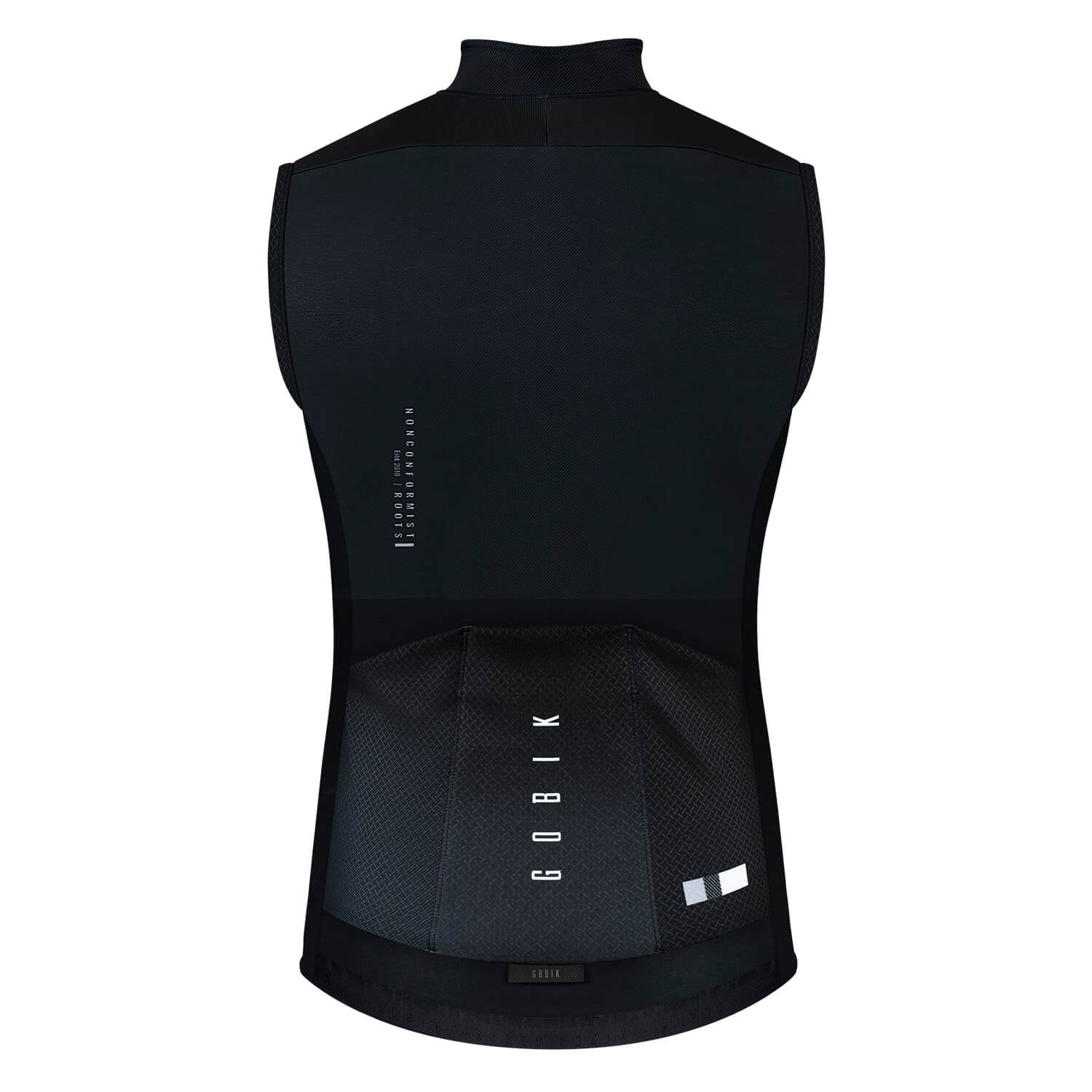 GOBIK Thermal XMAX Gilet - Unisex shown from back with sleek black design and practical rear pockets for cycling use