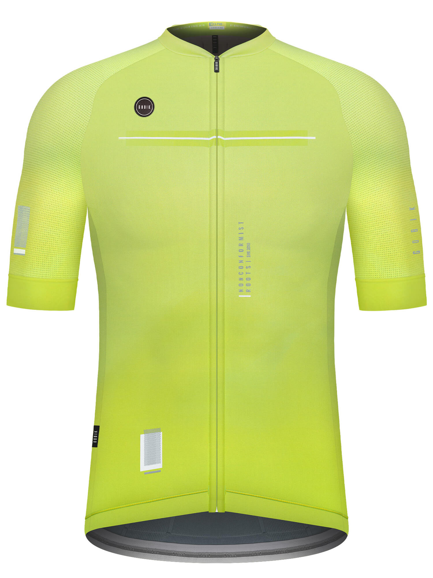 GOBIK CX Pro Unisex Short Sleeve Jersey - SS21 in bright yellow with breathable fabric and full front zipper design