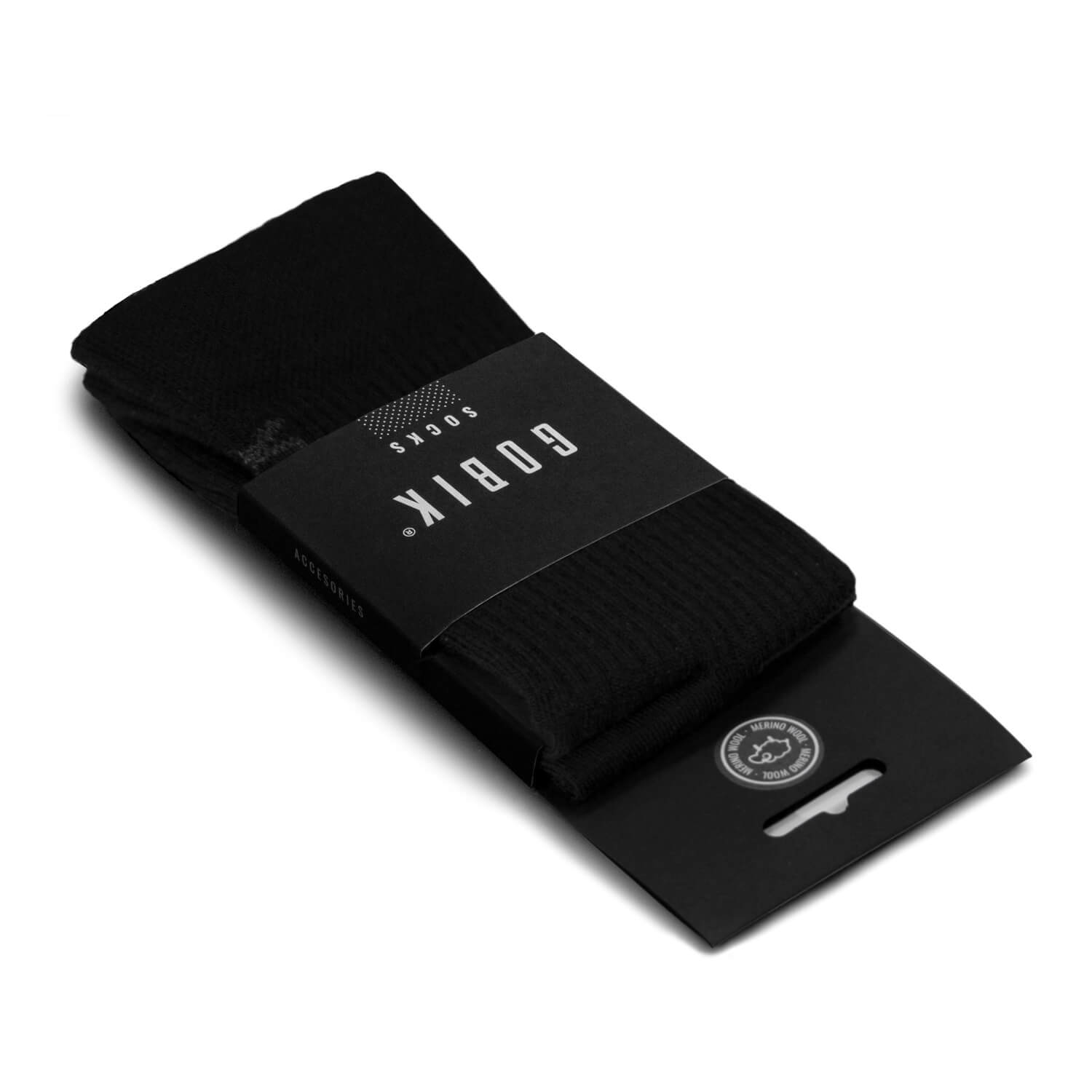 Black GOBIK Winter Merino Socks made from soft natural fibers for warmth and temperature regulation in cold weather.