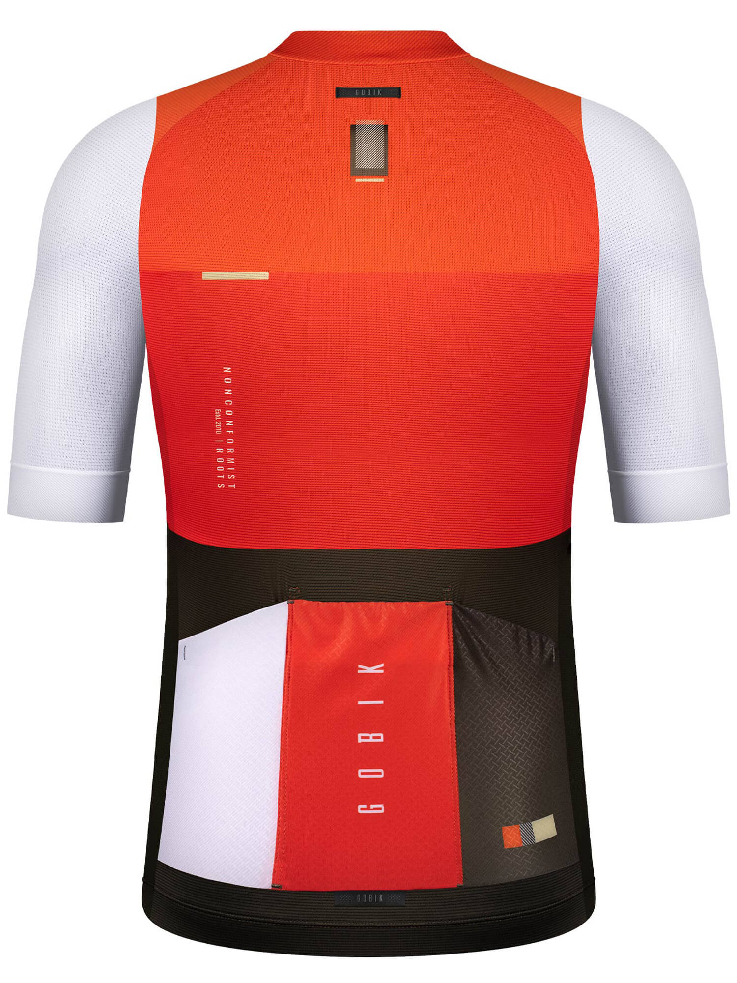 GOBIK CX Pro Unisex Short Sleeve Jersey - SS21 in red, white, and black with breathable fabric and rear pockets.
