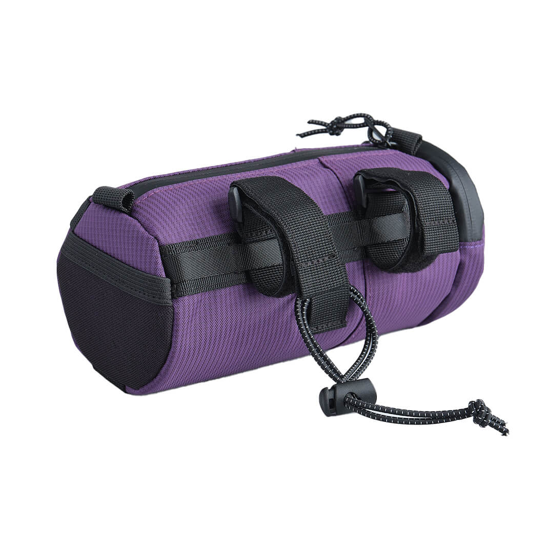 ALMSTHRE Compact Bar Bag in purple shown from side with durable straps and zipper closure against white background
