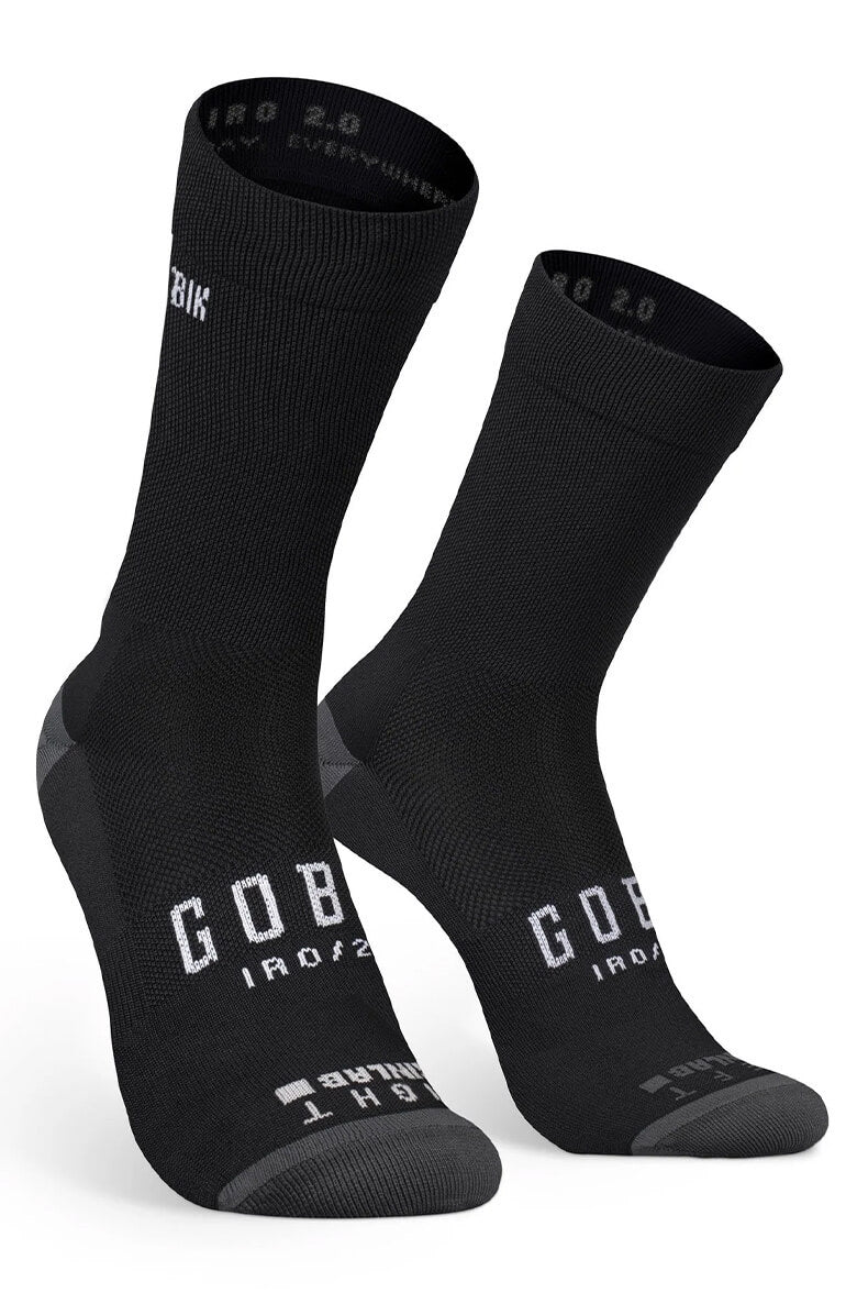 GOBIK IRO 2.0 Socks - Unisex in black with gray toes, designed for comfort, breathability, and elasticity during rides.