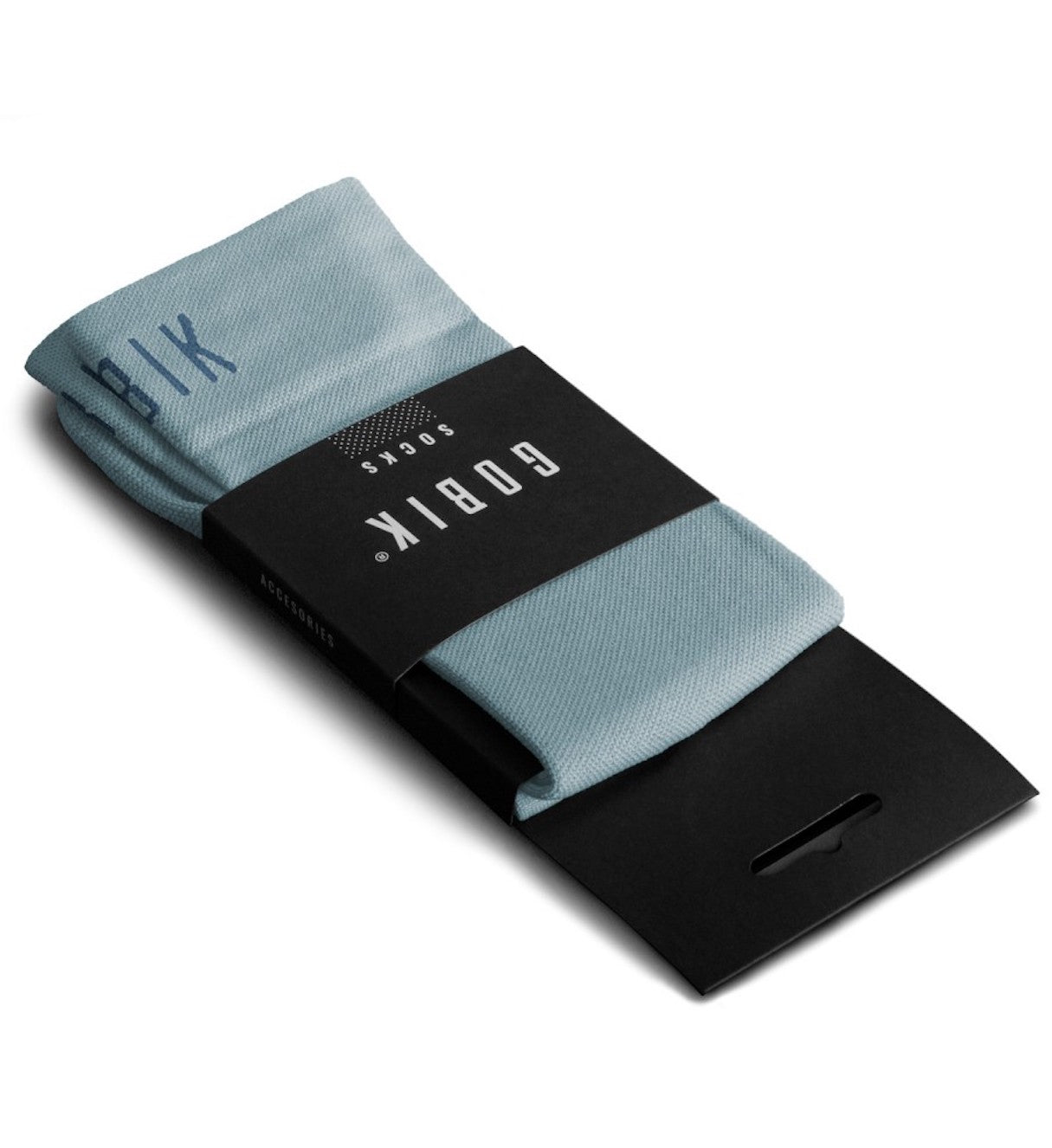 GOBIK Pure Stone Socks in light blue with black packaging designed for comfort and moisture-wicking performance