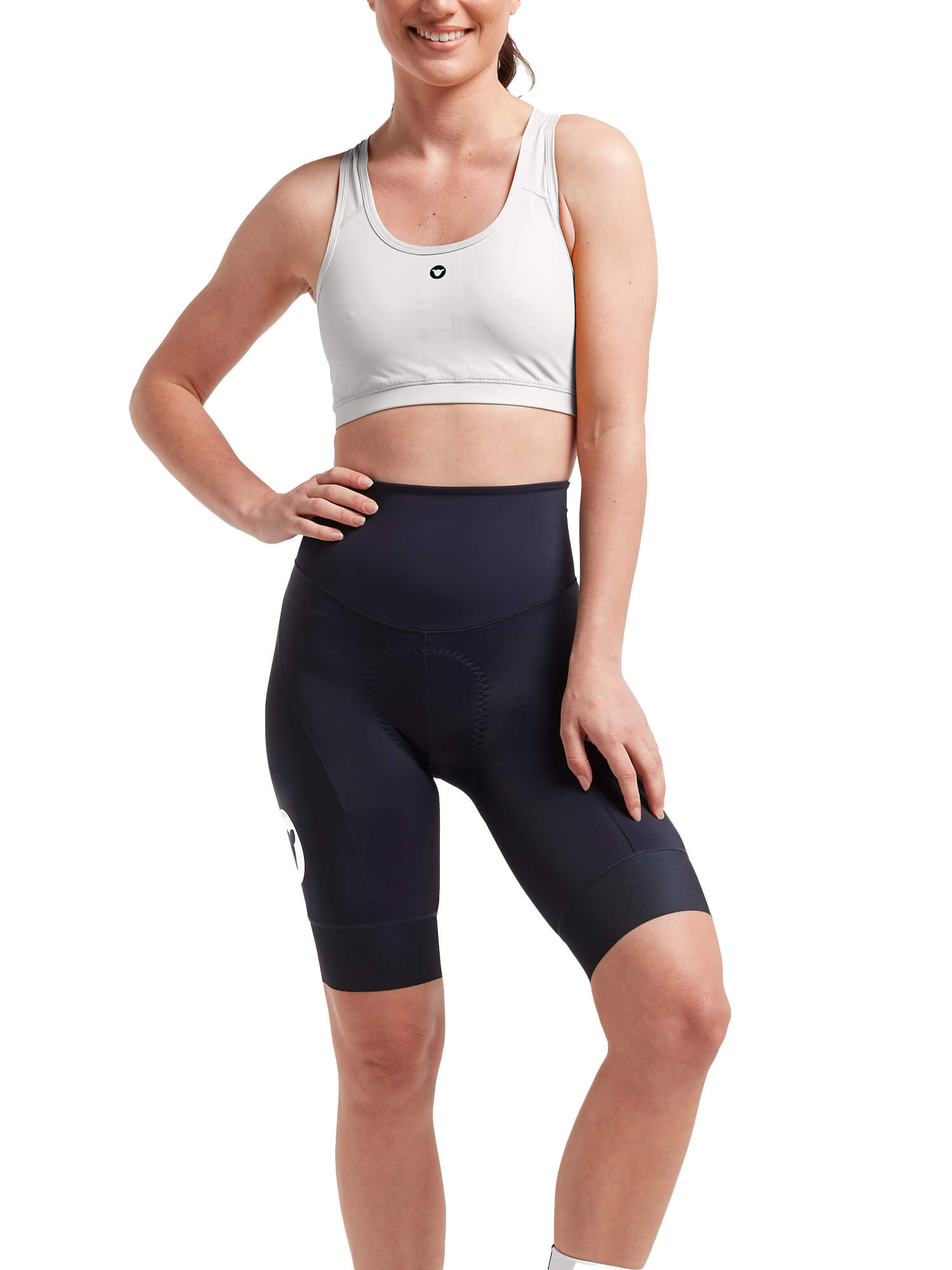 Black Sheep Cycling Essentials TEAM Shorts - Women worn by model showing fit, comfort, and sporty design for cycling activities